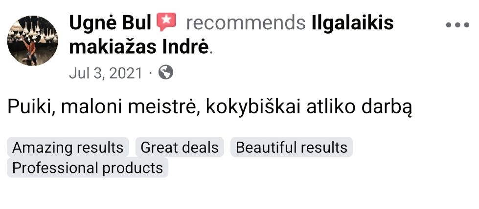 Ilgalaikio makiažo atsiliepimai