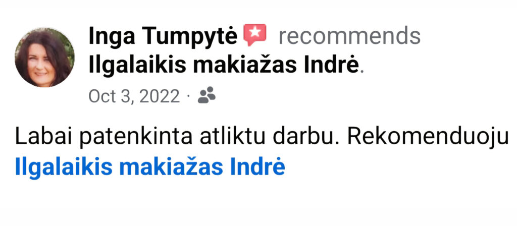 Ilgalaikio makiažo atsiliepimai