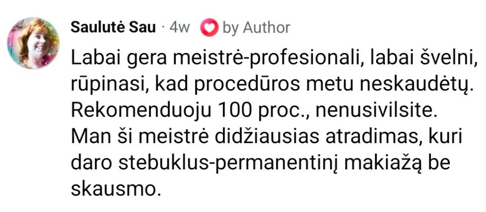 Ilgalaikio makiažo atsiliepimai